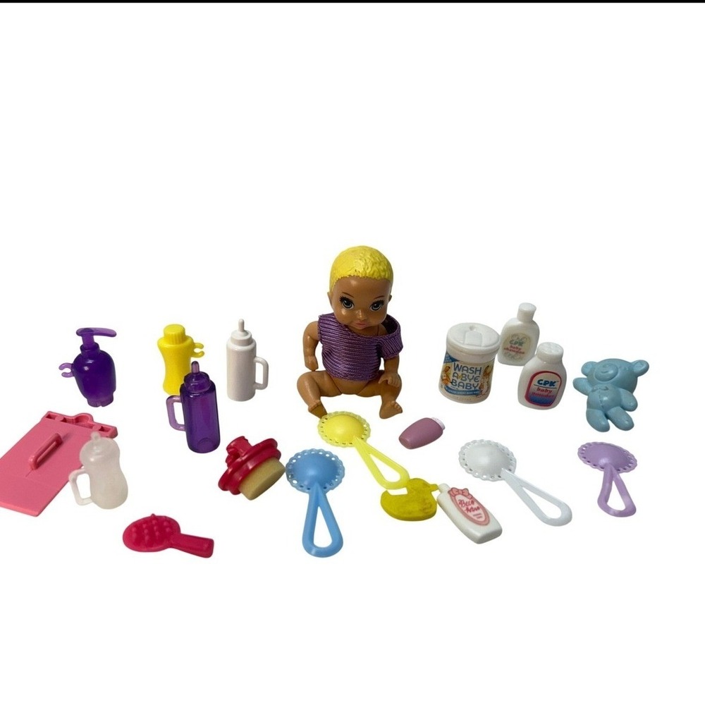 Mattel Krissy Baby Doll Miniature Accessories Lot CPK Bottles Rattles Teddy Bear